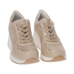 Sneakers city beige, zeppa 6 cm, Primadonna, 212839308EPBEIG035, 002 preview