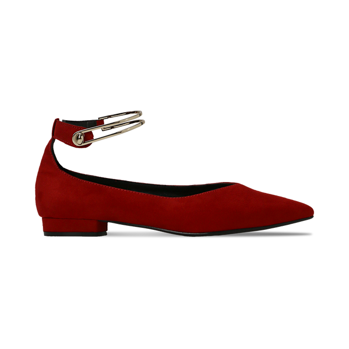 ballerine rosse donna tacco basso cod 124971303mfross primadonna collection ballerine rosse microfibra scamosciata con cavigliera e tacco basso