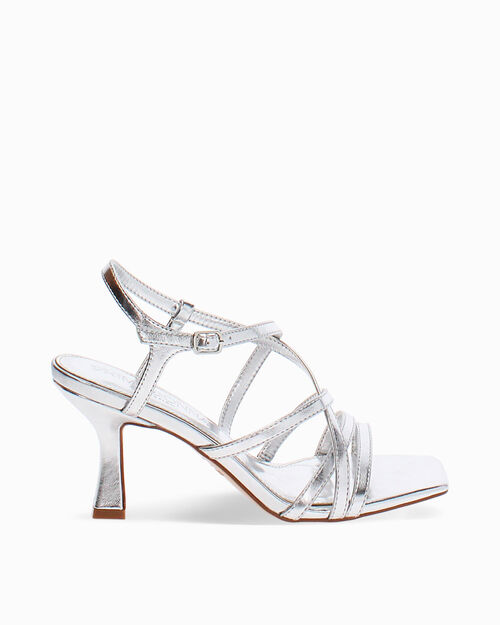 Sandali argento tacco 7,5 cm, SILVER