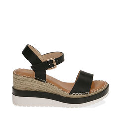 Sandali neri in sughero, zeppa 8,5 cm  , 172153902EPNERO037, 001a