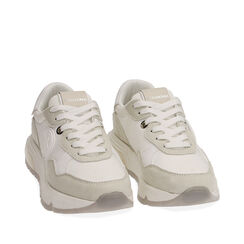 Sneakers en tissu blanc, SOLDES, 190623904TSBIAN035, 002a