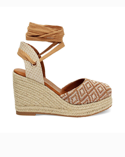 Campesine donna cognac-beige in raffia, MULTI COLOR