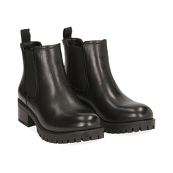 Chelsea boots neri in eco-pelle, tacco 4,5 cm , Scarpe, 143096910EPNERO036, 002 preview
