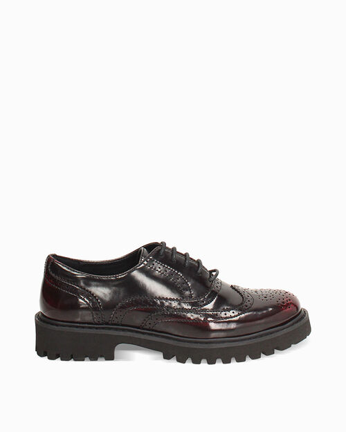 Stringate bordeaux con tacco 3,8 cm, BURGUNDY