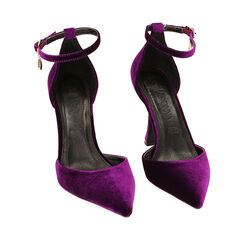 Décolleté viola in velluto, tacco 9,5 cm, 222126351VLVIOL035, 002a