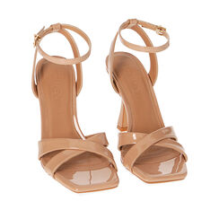 Sandali nude in vernice, tacco 9,5 cm, Primadonna, 212101906VENUDE035, 002a