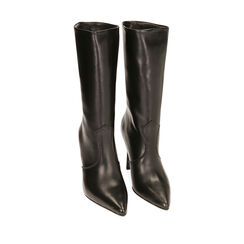 Ankle boots neri in pelle, tacco stiletto 10 cm , Primadonna, 20A565006PENERO036, 002a