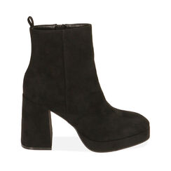 Bottines noires en microfibre, talon 9,5 cm , Primadonna, 204908706MFNERO040, 001a