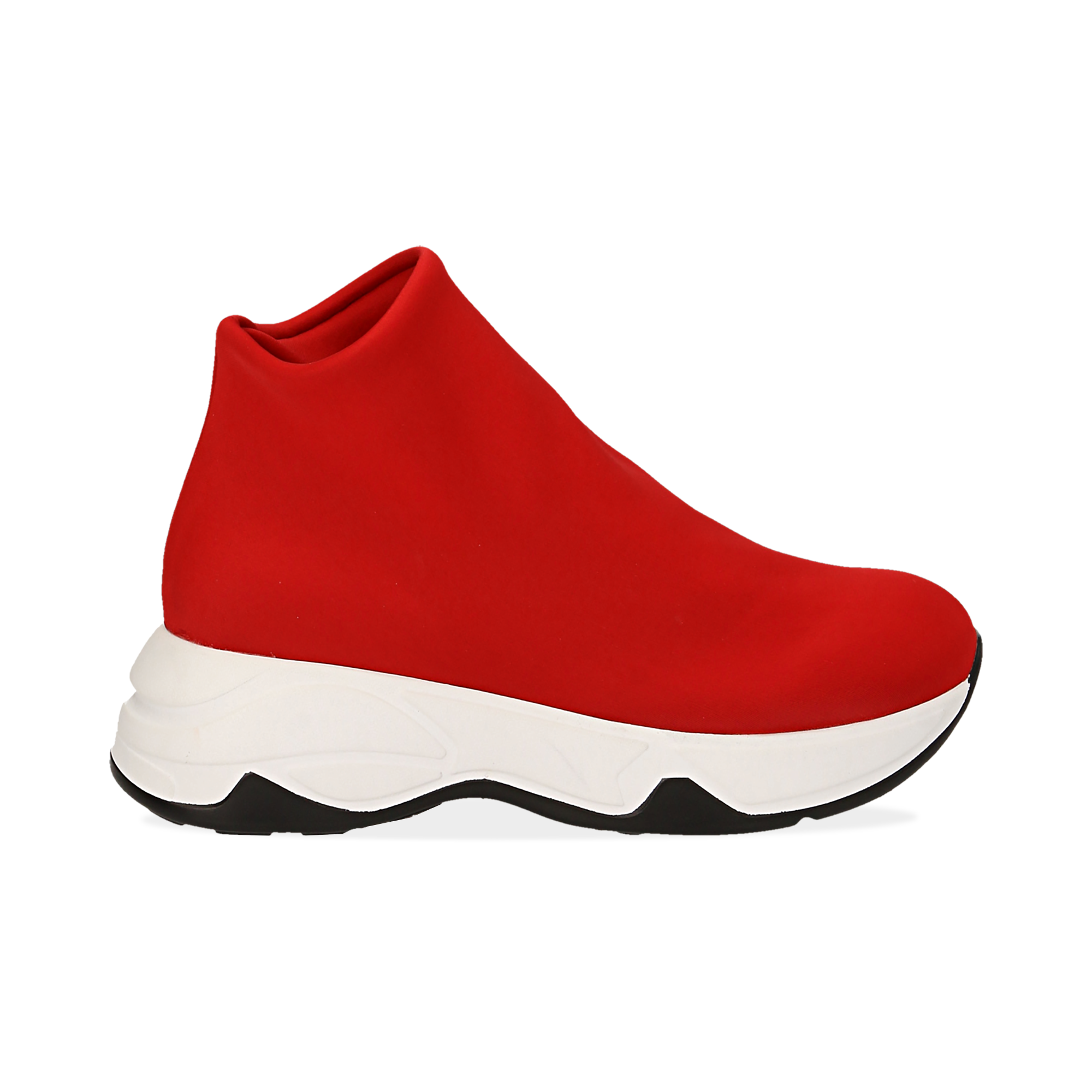 Comode e trendy sneakers a calza rosse in lycra, zeppa 5 cm | Primadonna  Collection