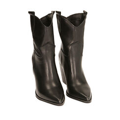 Camperos neri in pelle, tacco 9 cm , Primadonna, 20L680120PENERO037, 002a