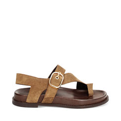 Sandali bassi donna taupe in camoscio, Primadonna, 25N151014CMTAUP036, 001a