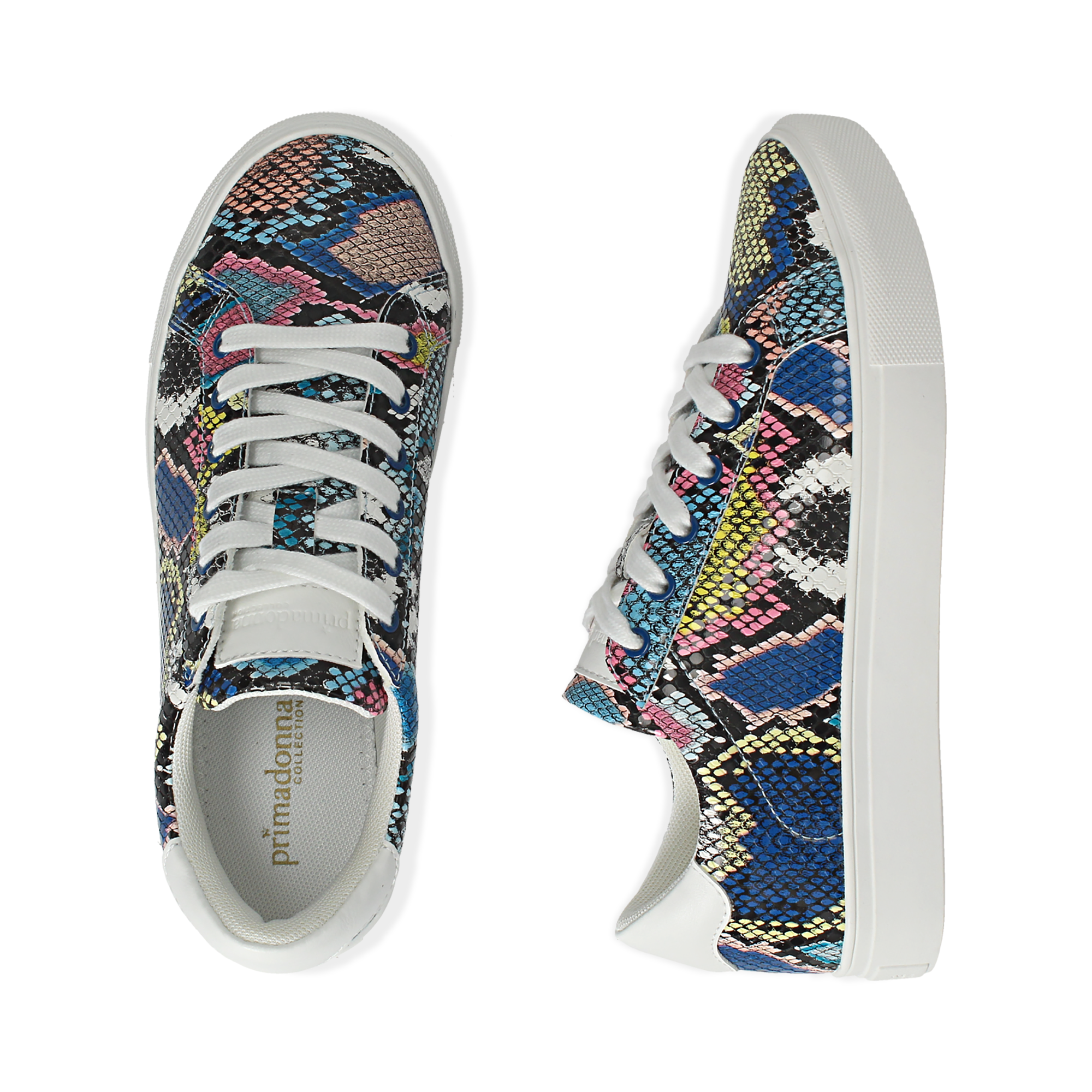 Sneakers nero/blu in eco-pelle snake print | Primadonna Collection