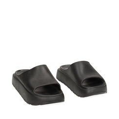 Sandales de plage noires en PVC, 234701115PVNERO036, 002a