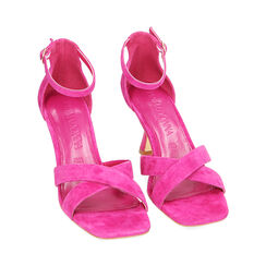 Sandali fucsia in camoscio, tacco 7,5 cm, Primadonna, 21T216502CMFUCS037, 002 preview