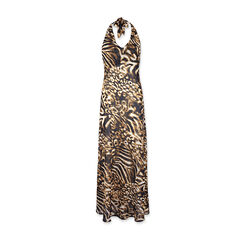 Vestido de mujer negro oro en tela, Primadonna, 25C924305TSNEORM, 001a