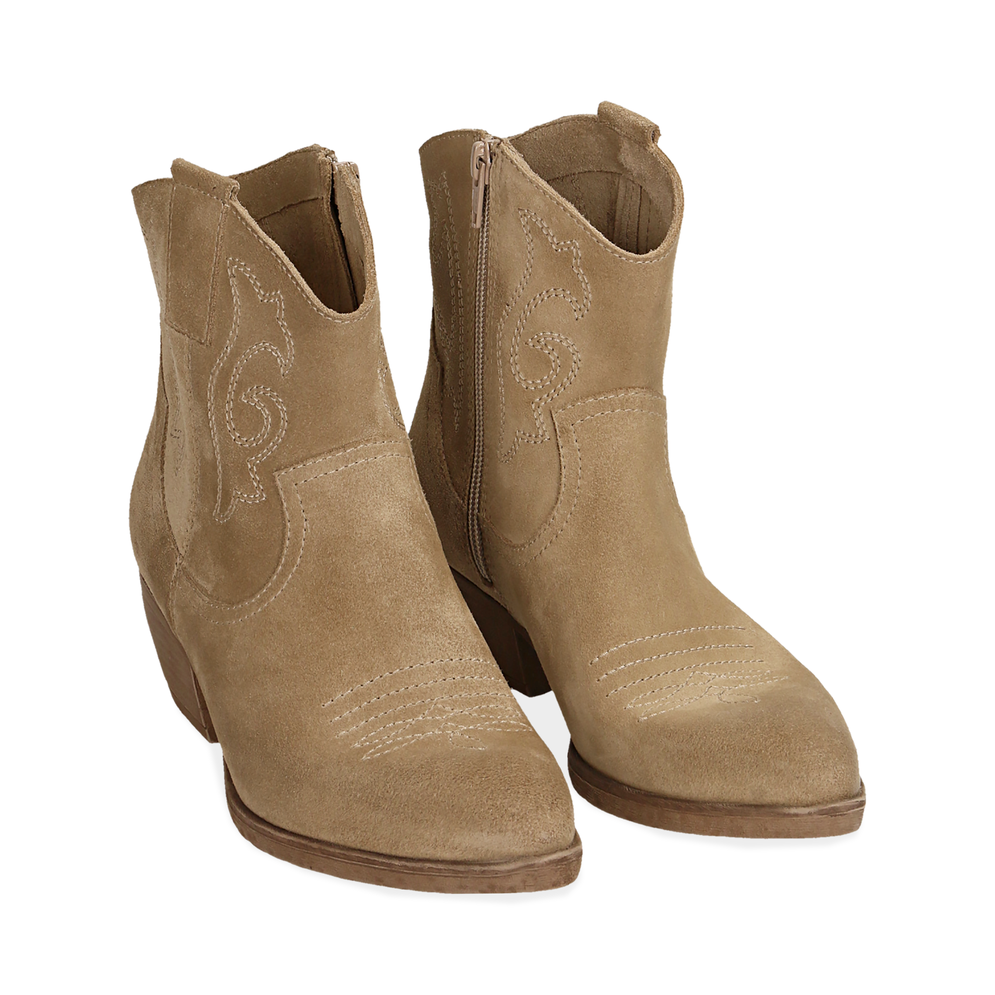 Camperos taupe in camoscio, tacco 4 cm | Primadonna Collection