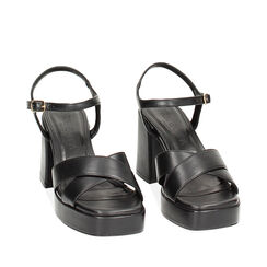 Sandali neri, tacco largo 8,5 cm, Ultime occasioni, 234960311EPNERO036, 002a