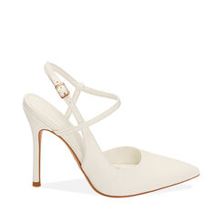 Décolleté slingback bianche, tacco 10,5 cm, Primadonna, 212186142EPBIAN035, 001a