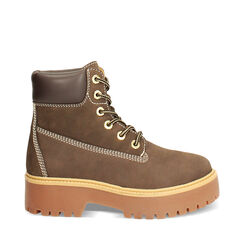 Polacchino in nabuk testa di moro con tacco 4,8 cm, Primadonna, 266360001NBMORO035, 001a