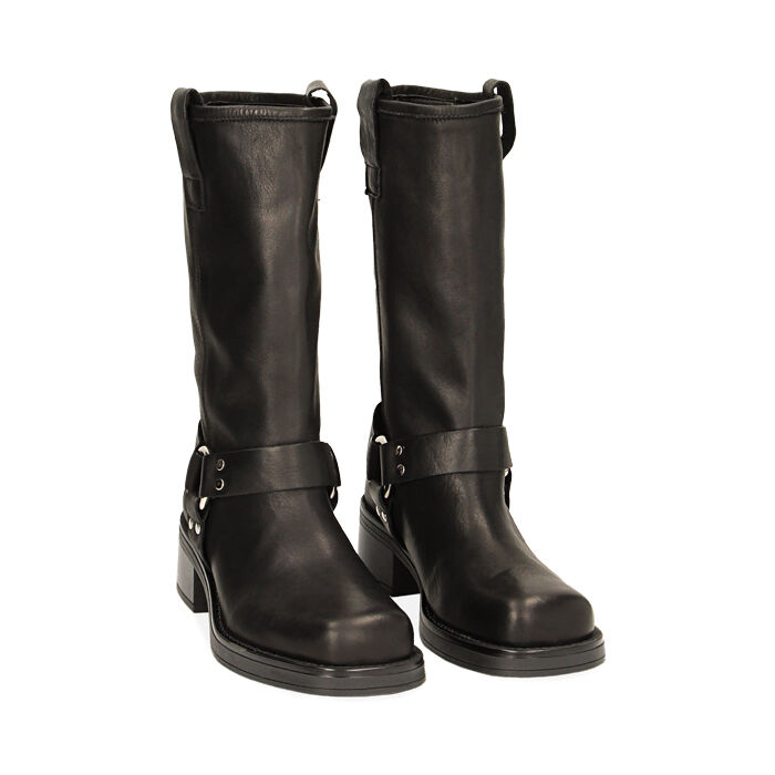 Stivaletti donna biker neri in pellea Primadonna Collection