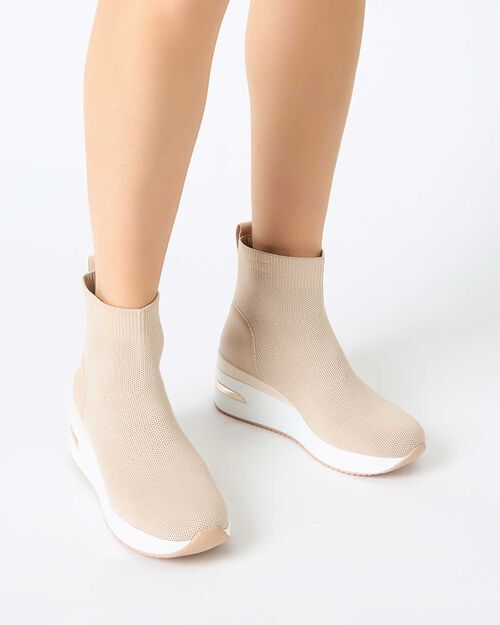 WOMEN SHOES SLIP ON FABRIC BEIG, BEIGE