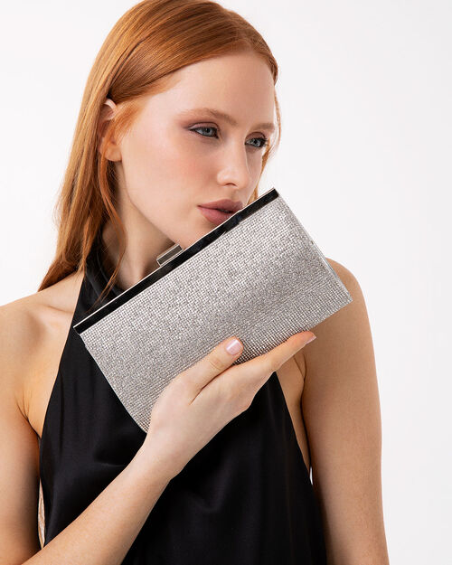 Pochette argento con pietre scintillanti, SILVER