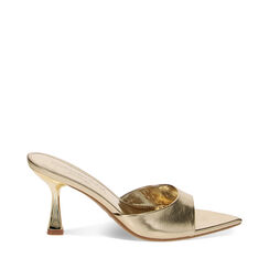 Mules Open Toe oro in laminato, tacco 8 cm, Primadonna, 234948301LMOROG035, 001a