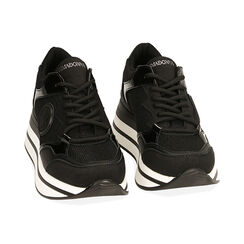 Sneakers nere in tessuto, platform 4,5 cm , SPECIAL PRICE, 190625304TSNERO035, 002 preview