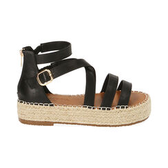 Sandali neri, zeppa 3 cm, Primadonna, 214923821EPNERO035, 001 preview