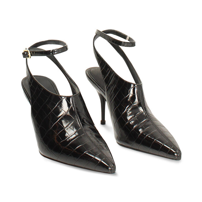 Décolleté slingback nere con tacco 8 cm da donna - Primadonna Collection