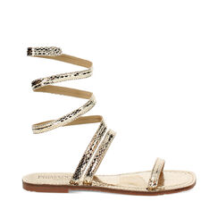 Sandalias planas oro de pitón, Primadonna, 234986611PTOROG035, 001a