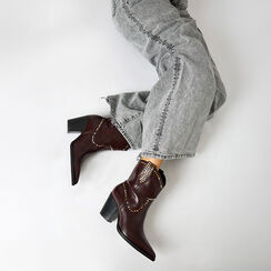 Bottines bordeaux avec talon de 7,2 cm, Primadonna, 262734615EPBORD035, 002a