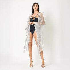 Poncho donna argento in tessuto laminato, Primadonna, 25B450208TSARGEUNI, 002a