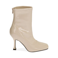 Ankle boots panna in naplack, tacco 9,5 cm , Primadonna, 202134904NPPANN037, 001 preview