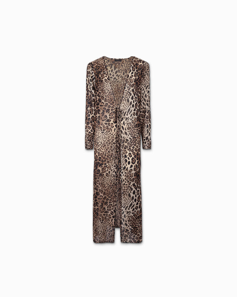Vestido de playa para mujer estampado leopardo en tejido image number null