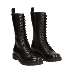 Anfibi neri in pelle con gambale alto , 