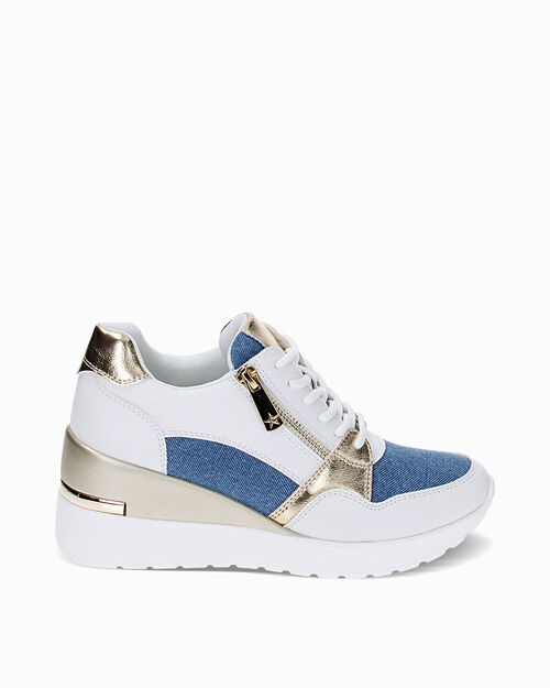 Sneakers jeans, zeppa 7 cm, JEANS