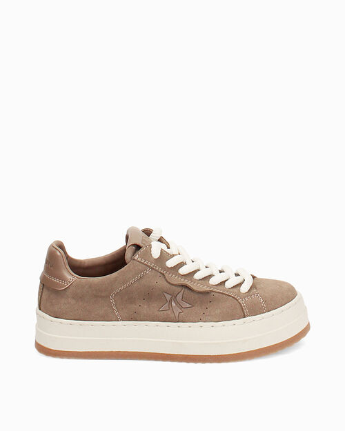 Sneakers taupe con dettagli in perle, TAUPE