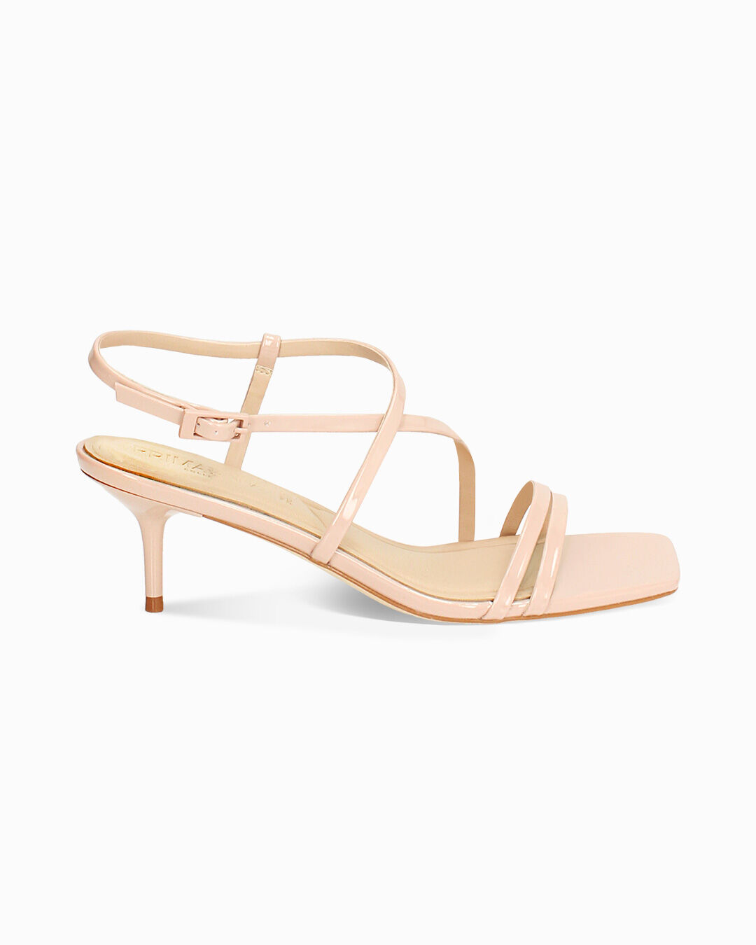 Sandalo donna nude in vernice, tacco 5,5 cm