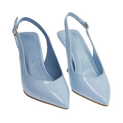 Slingback celesti in vernice, tacco 8 cm , Primadonna, 194823795VECELE035, 002a