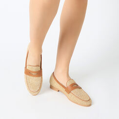Mocassino da donna beige in raffia, Primadonna, 254902603RFBEIG035, 002a