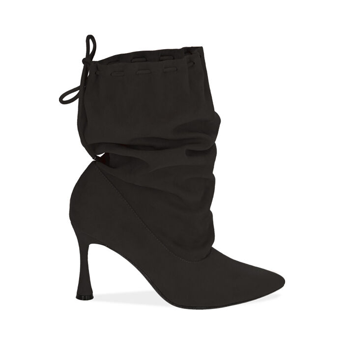 Ankle boots neri in microfibra, 8,5 cm , Special Price, 182180110MFNERO035