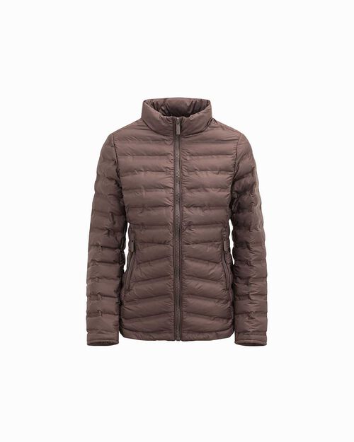 Doudoune marron avec finition brillante, BROWN
