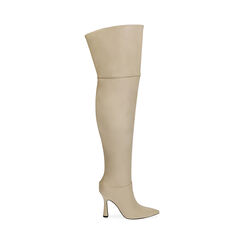 Botas sobre las rodillas color crema, tacón 10,5 cm, Primadonna, 202139612EPPANN035, 001 preview