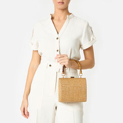 Mini bag donna camel in raffia, Primadonna, 251111941RFCAMEUNI, 002 preview