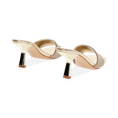 Mules open toe dorées en laminé et pierres pour femme, Primadonna, 252137802LPOROG035, 004 preview