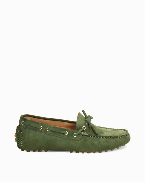 Mocassini verdi in camoscio, GREEN