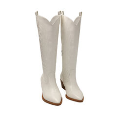 Stivali texani bianchi, tacco 5,5 cm, Primadonna, 213029902EPBIAN035, 002a