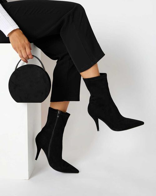 WOMEN SHOES DEMI-BOOT MICROFIBER NERO, BLACK
