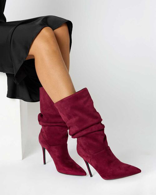 ZAPATOS BOTAS CA&Ntilde;A CORTA MICROFIBRA BORD, BURGUNDY